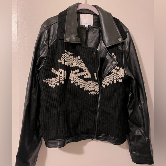COPY - Anthropologie Embroidered Leather Jacket - Picture 1 of 4